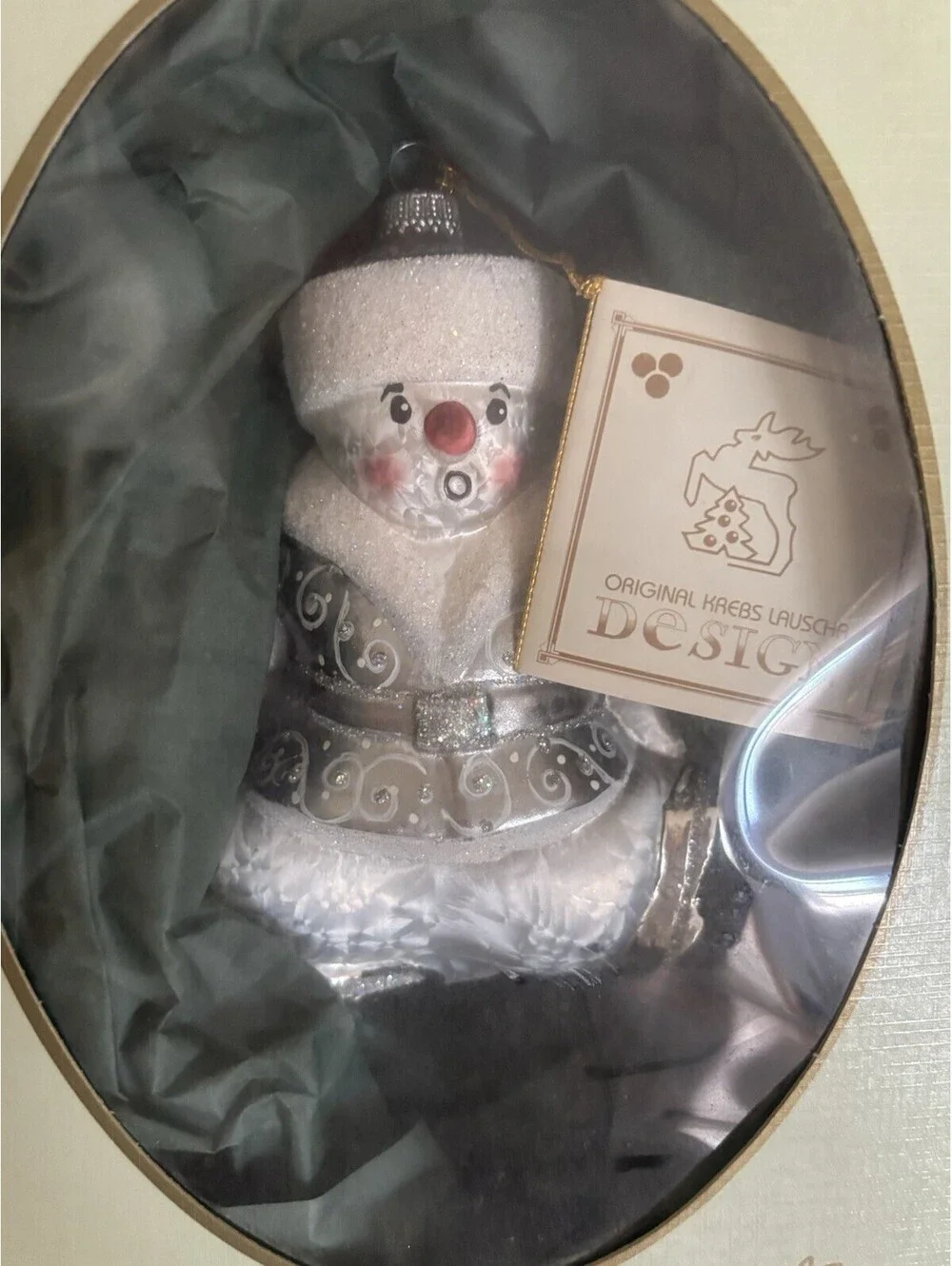 Krebs Lauscha Mouth Blown Glass Snowman Christmas Ornament Germany VTG